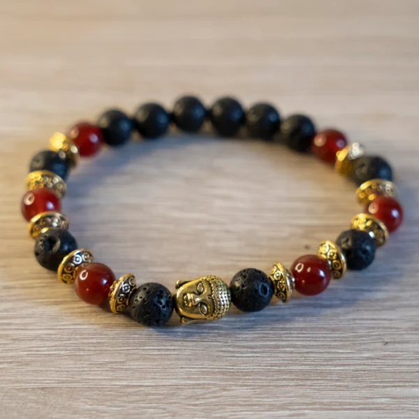 Pulsera de Roca Volcánica con Dije de Buda – Equilibrio y Estilo - Image 4